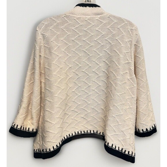 Cabi Cable Knit Open Front Cardigan Sweater XL White Preppy Academia Grandmacore - Picture 4 of 8